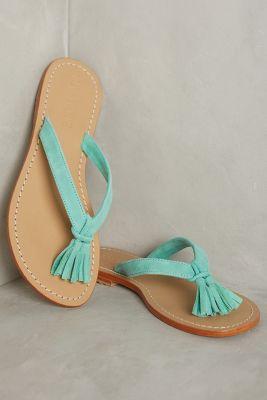 Mystique Tasseled Suede Slides Turquoise
