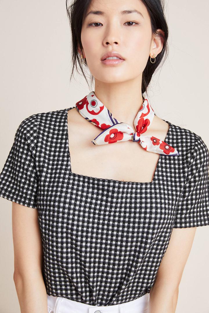 Blue Tassel Summer Gingham Top