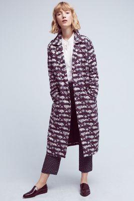 Anthropologie Geometric Jacquard Coat