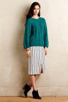 Closed Cable Front Pullover Turquoise