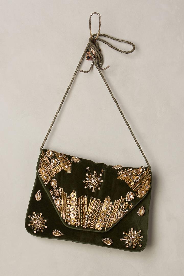 Anthropologie Ricki Beaded Velvet Bag
