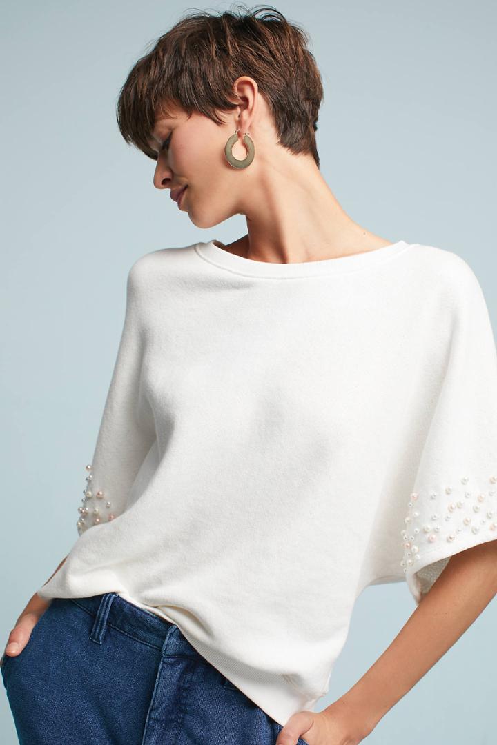 Anthropologie Pearl-embellished Sweatshirt