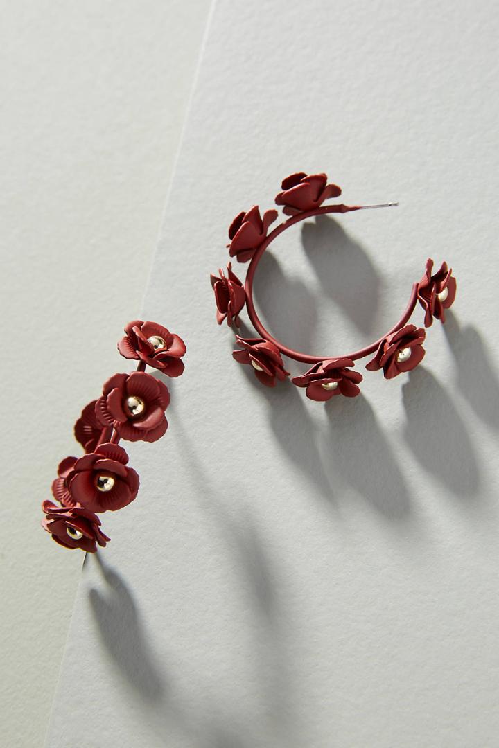 Anthropologie Zenzii Autumnal Blooms Hoop Earrings