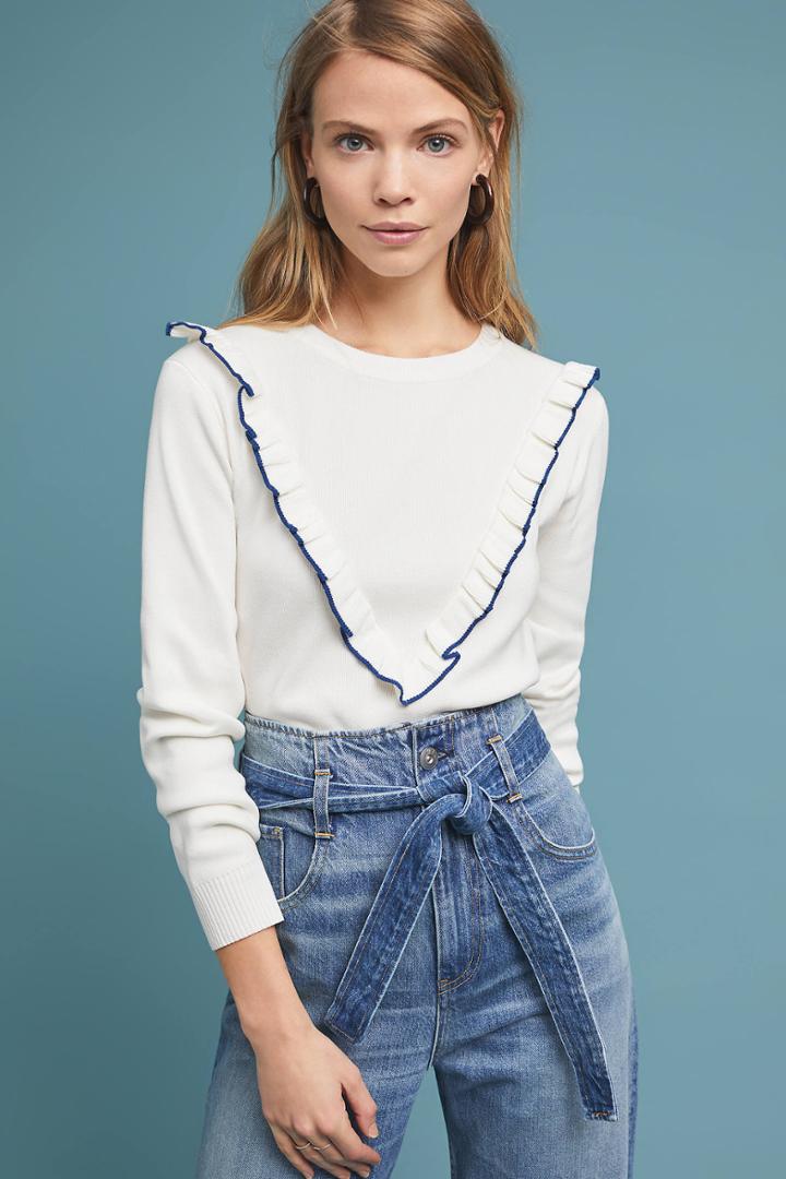 English Factory Oudinot Ruffled Sweater