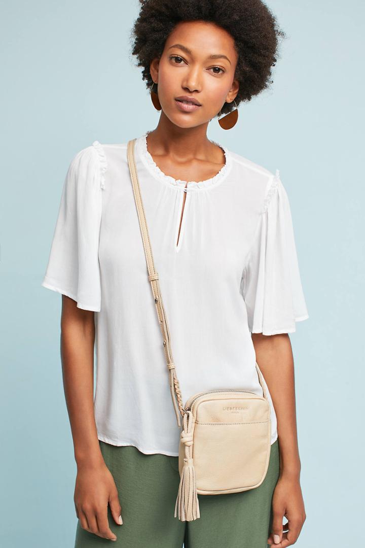 Velvet By Graham & Spencer Flutter-sleeve Henley Top