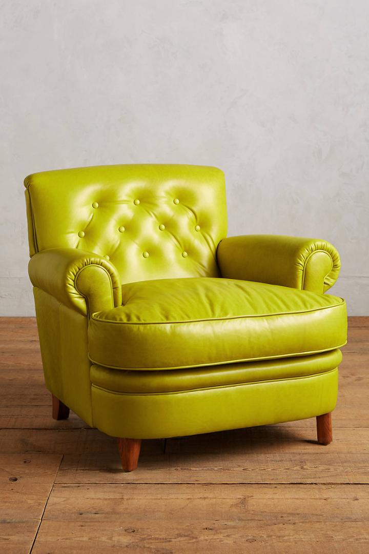 Anthropologie Premium Leather Kimmeridge Armchair