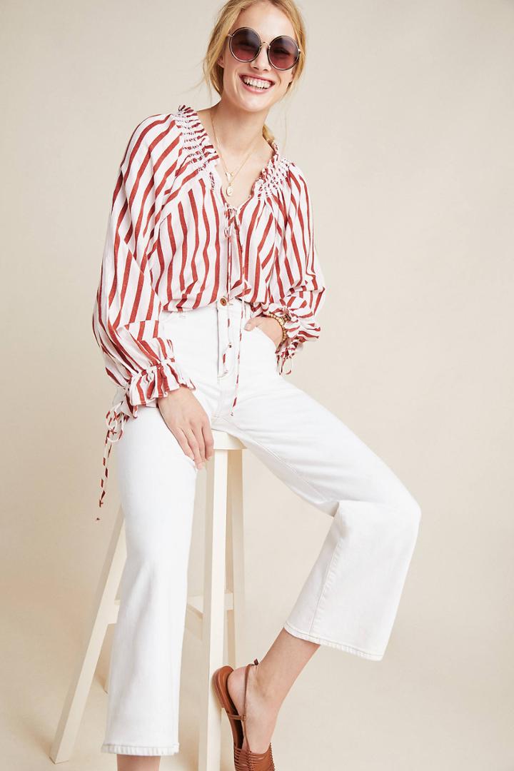 Kinga Csilla Penelope Striped Peasant Blouse