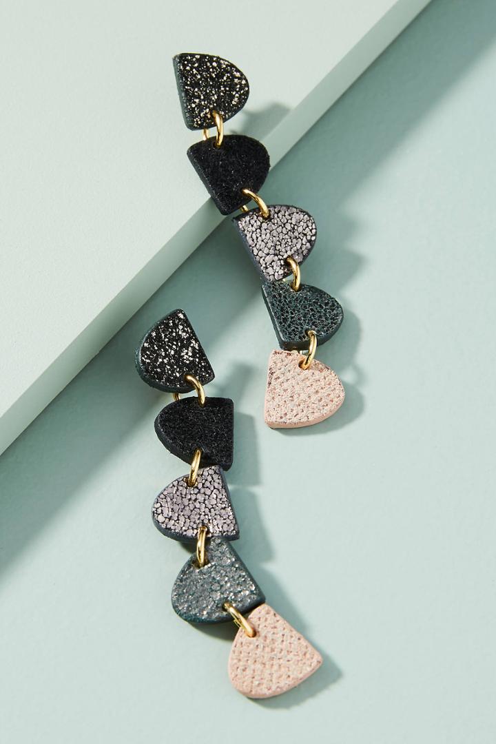 Nora Lozza Linear Leather Drop Earrings