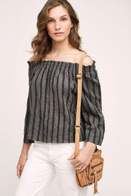 Nicholson & Nicholson Ruled Off-the-shoulder Blouse