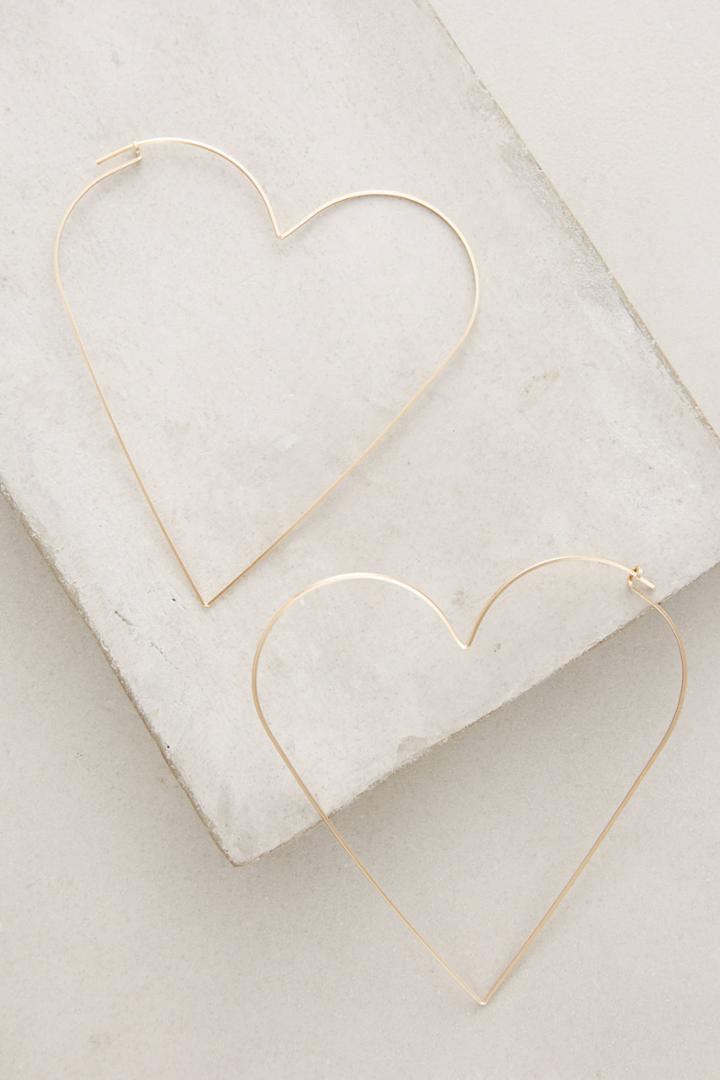 Anthropologie Gilded Heart Hoops