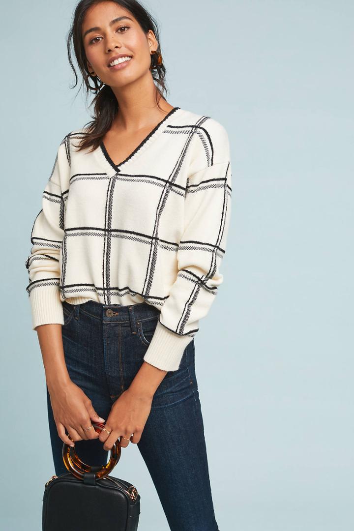 Moth Windowpane Intarsia Pullover