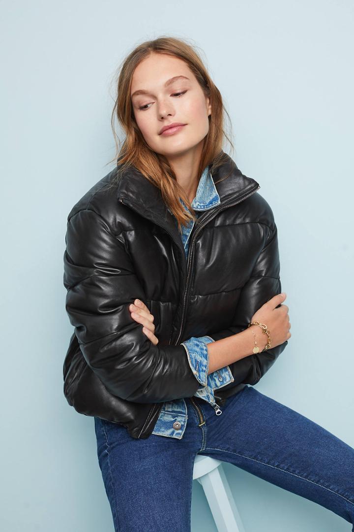 Lamarque Leather Puffer Jacket