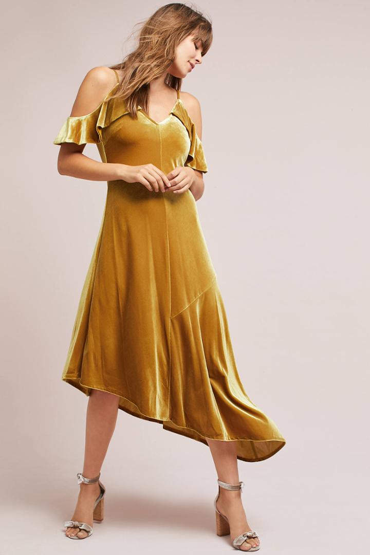 Donna Morgan Velvet Open-shoulder Dress