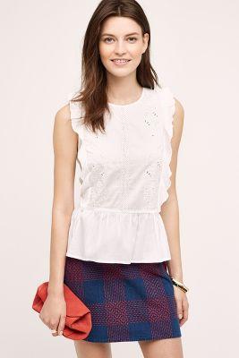 Mih Embroidered Denim Mini Skirt Blue Motif