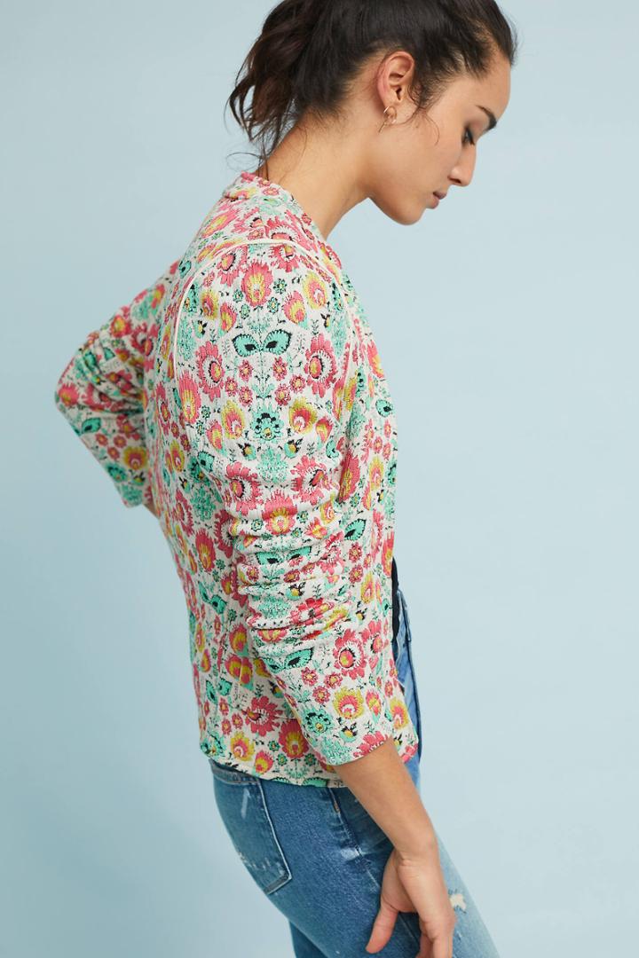 Aldomartins Floral Cropped Intarsia Blazer