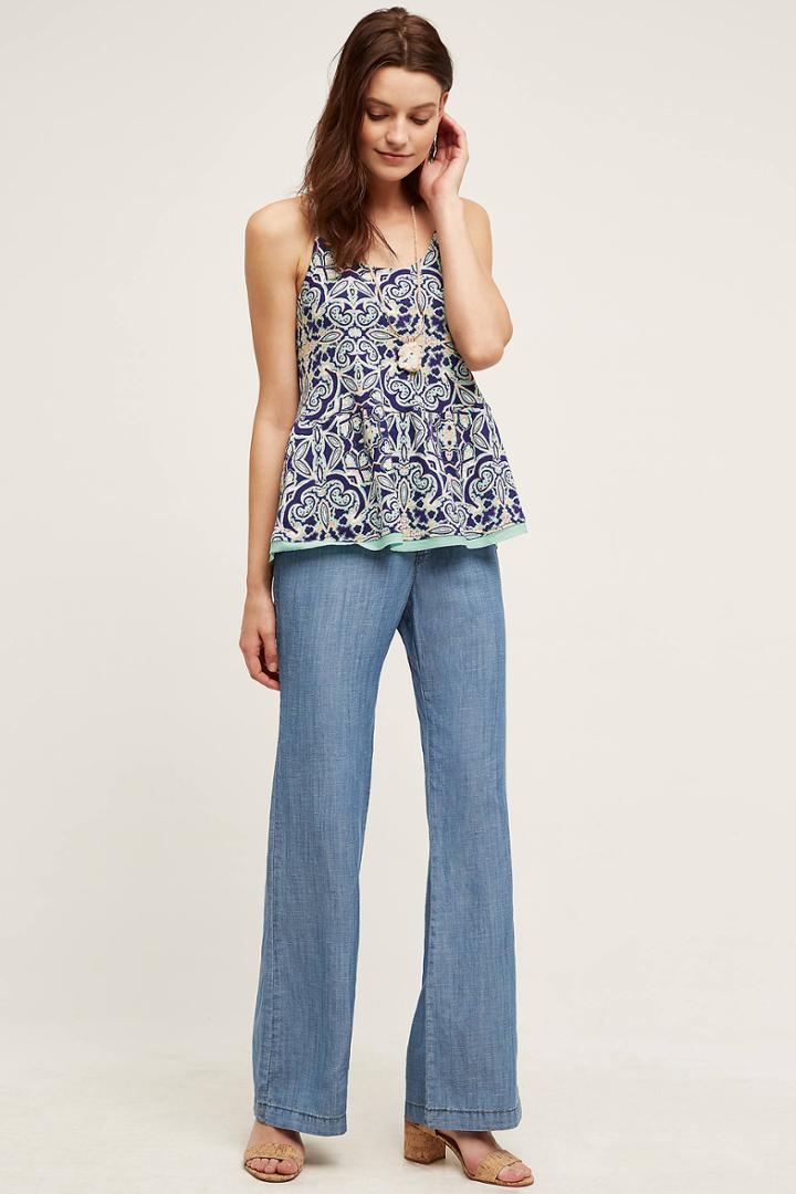 Pilcro And The Letterpress Pilcro High-rise Chambray Trousers