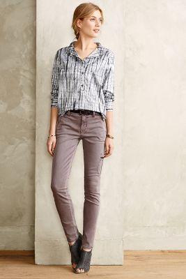 Level 99 Liza Midrise Skinny Moto Trousers Ashy Rose