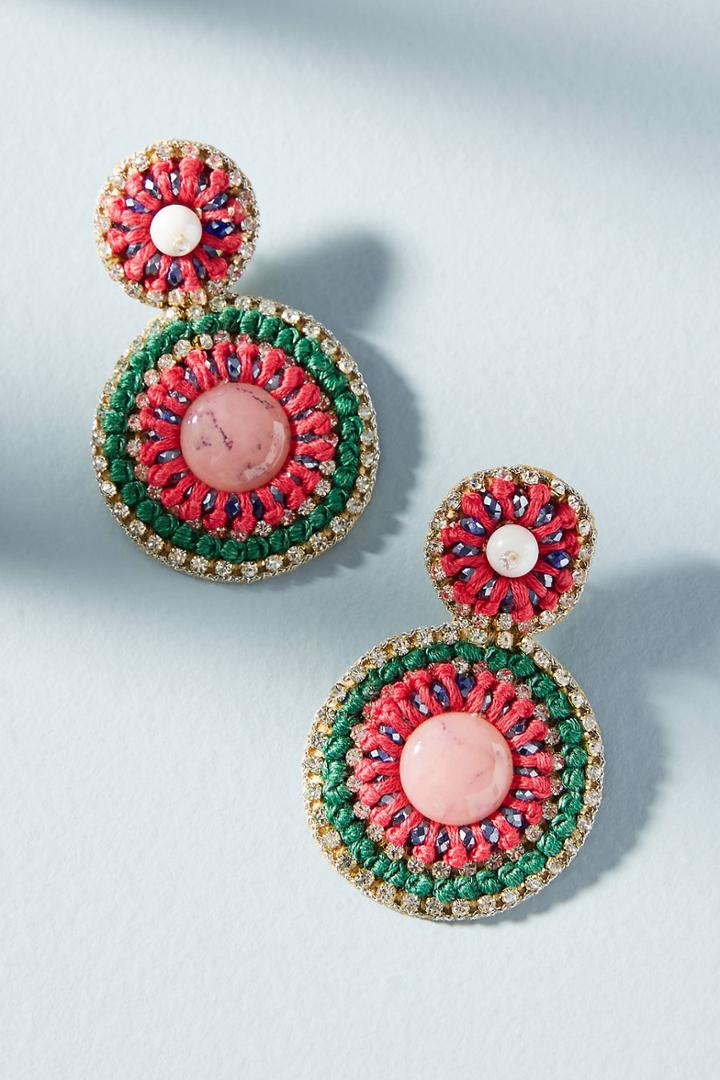 Anthropologie Abstract Watermelon Drop Earrings