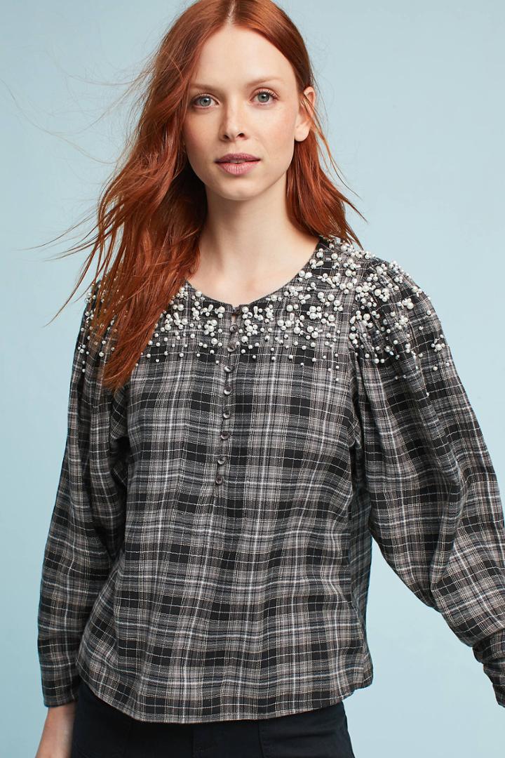 Akemi + Kin Embellished Flannel Shirt