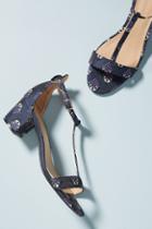 Anthropologie Brocade T-strap Heeled Sandals