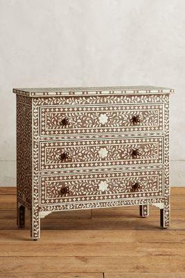 Anthropologie Bone Inlay Three-drawer Dresser
