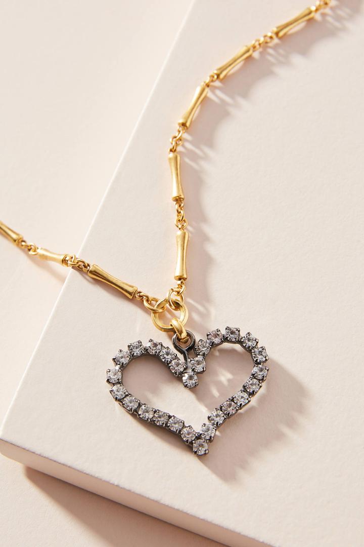 Elizabeth Cole Swarovski Heart Pendant Necklace