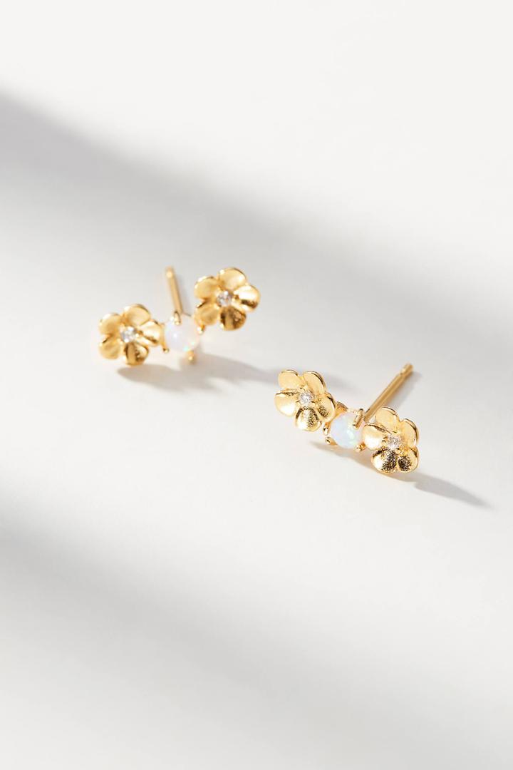 Anthropologie Dual Blooms Climber Earrings