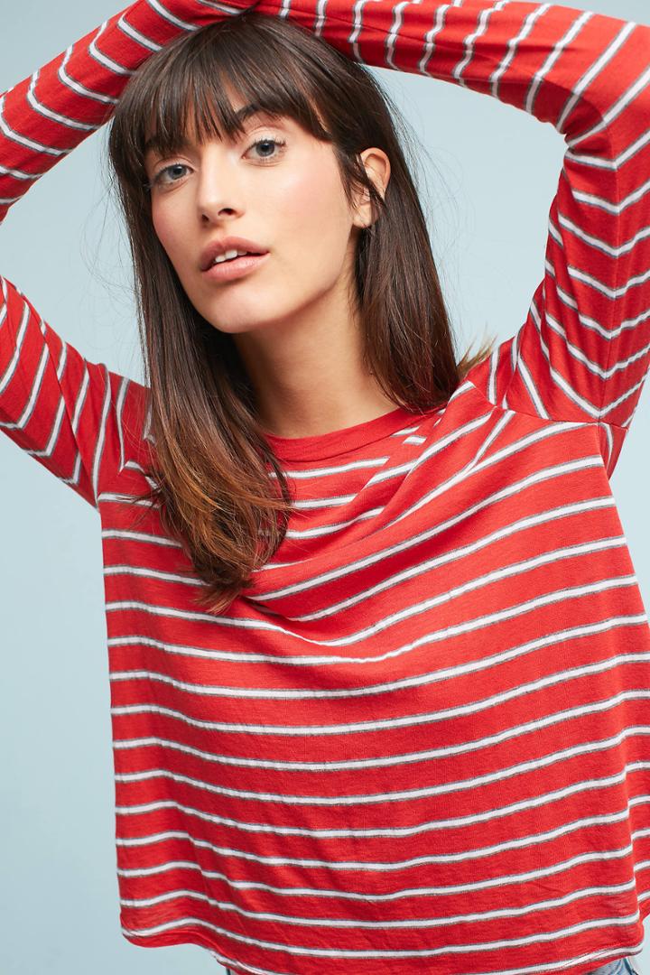 Velvet By Graham & Spencer Long-sleeve Striped Tee