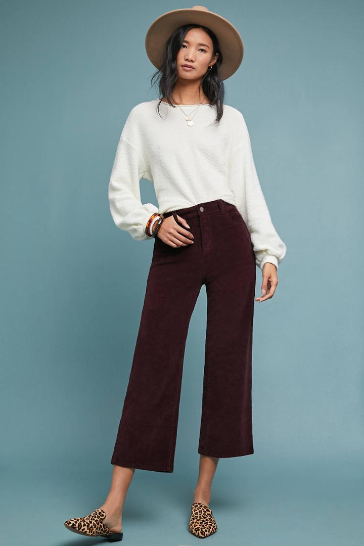 Dl1961 Hepburn High-rise Corduroy Cropped Wide-leg Jeans
