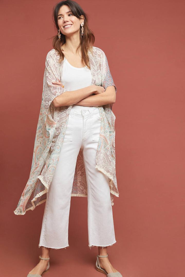 Anthropologie Sheer Floral Kimono
