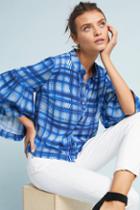 Plenty By Tracy Reese Plaid Bell-sleeved Buttondown