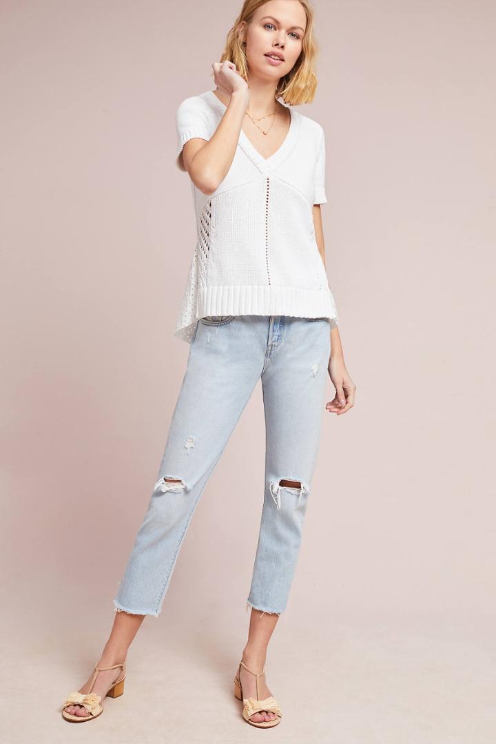 Anthropologie Emma Eyelet-back Pullover