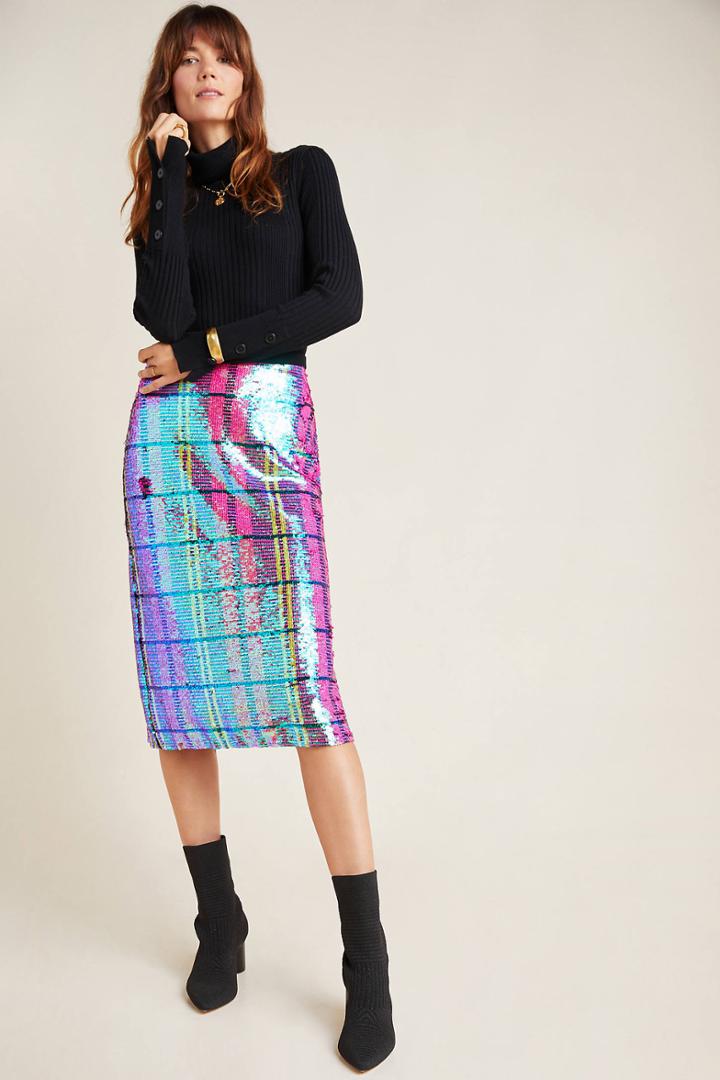 Eva Franco Dione Sequined Pencil Skirt
