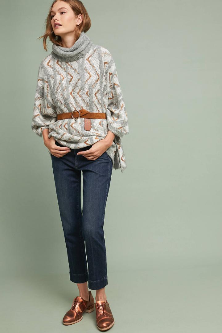 Sita Murt Chevron Turtleneck Poncho