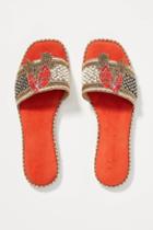 Anthropologie Bird Embellished Slide Sandals