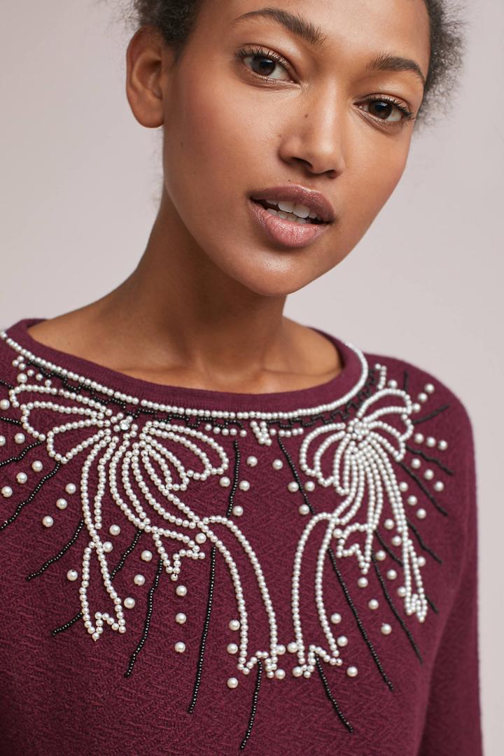 Field Flower Pearled Bow Pullover