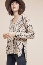 Monogram Speckled V-neck Pullover