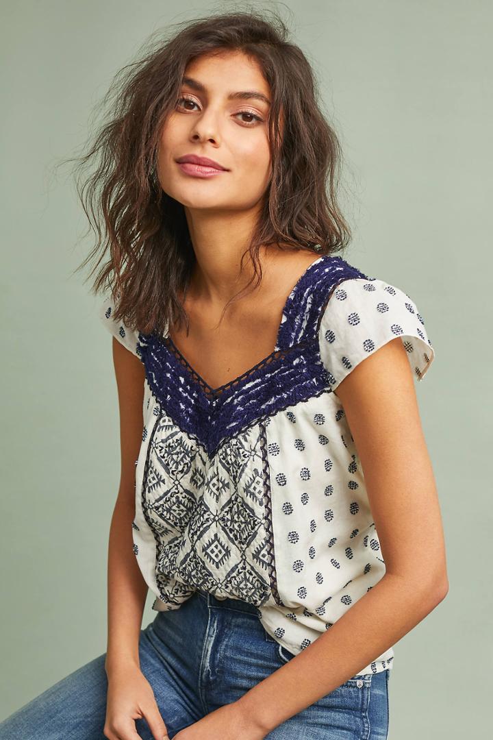 Maeve Palm Springs Fringed Blouse