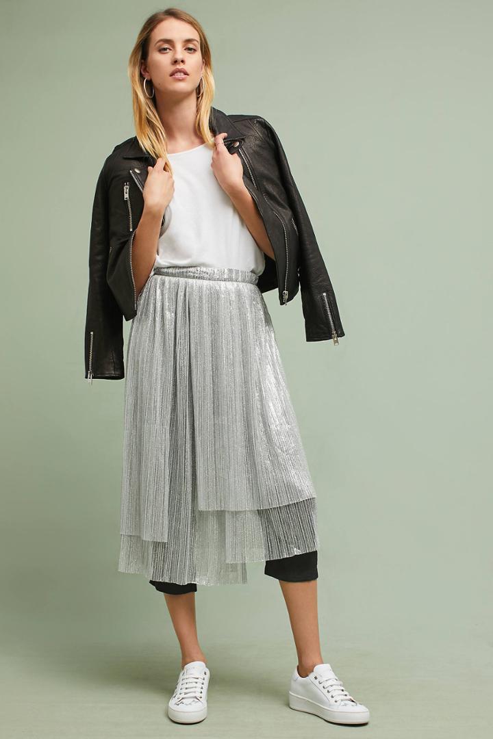 Maeve Metallic Skirted Pants