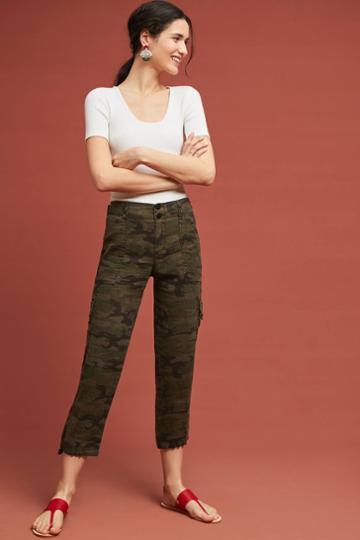 Sanctuary X Anthropologie Terrain Linen Camo Cropped Pants