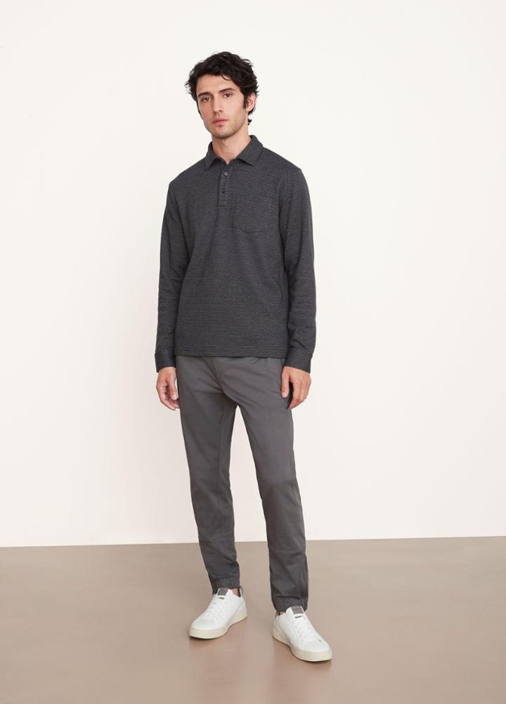 Vince Birdseye Double Knit Long Sleeve Polo