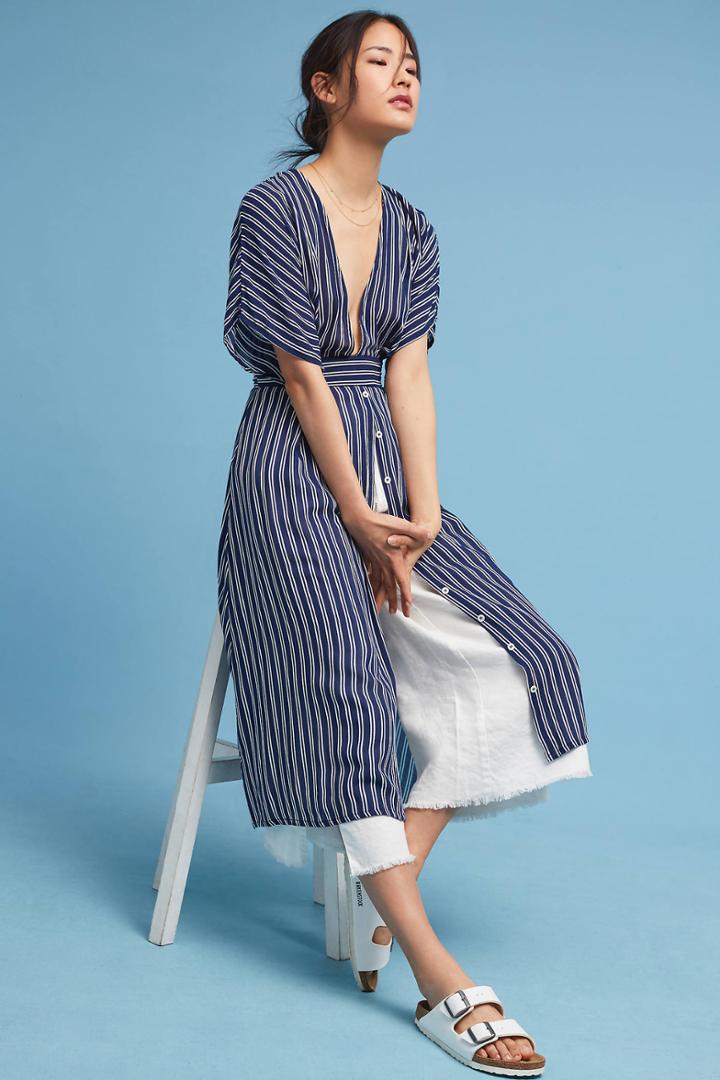 Faithfull Deep-v Striped Dress