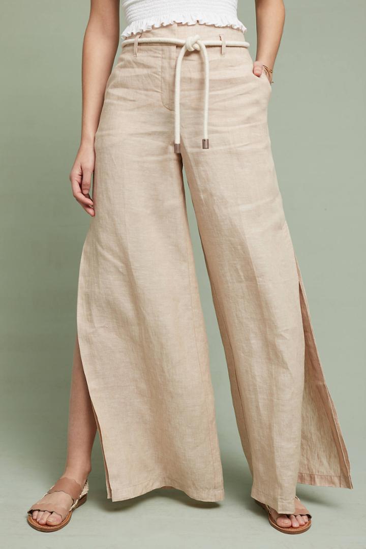 Elevenses Striped Linen Wide-legs