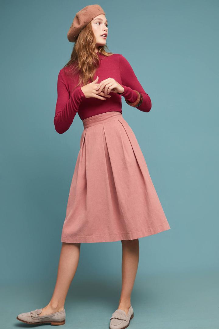 Anthropologie Cipria Pleated Skirt