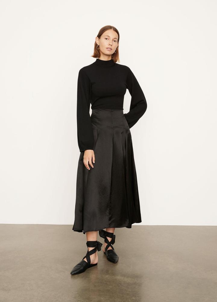 Vince Open Back Puff Sleeve Mock Neck
