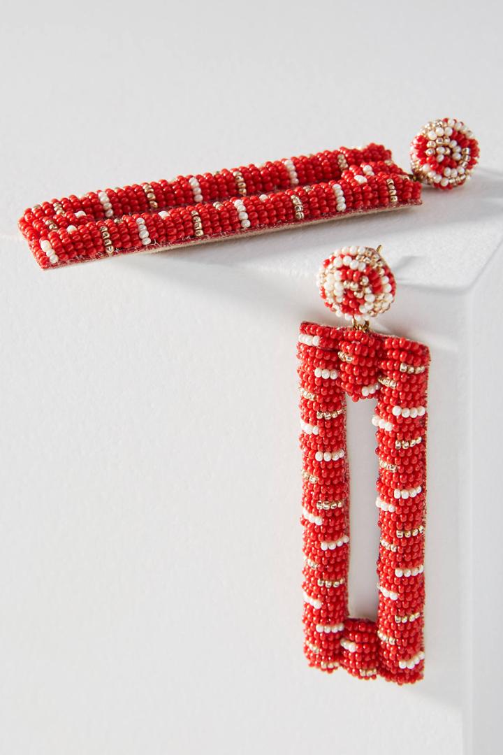 Deepa Beaded Rectangle Drop Earrings