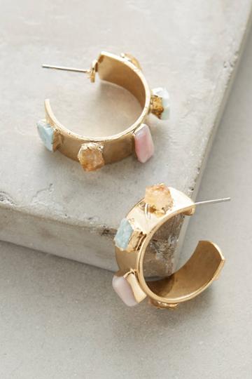 Dani Barbe Pastel Gemstones Hoop Earrings