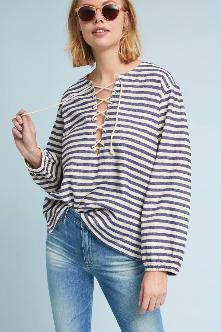 Mes Demoiselles Nautical Peasant Top