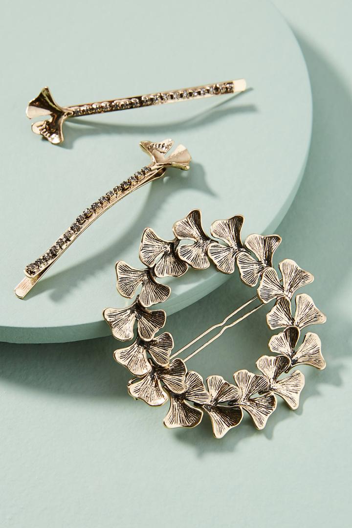 Anthropologie Botanical Hair Clip Set