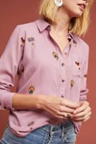 Anthropologie County Fair Embroidered Buttondown